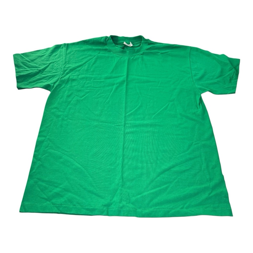 Hanes Heavyweight 50/50 Blank Green T Shirt Adult Large Single Stitch Cotton Tee